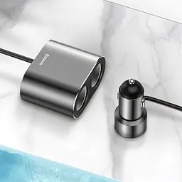Автомобільний зарядний пристрій Baseus High Efficiency One to Two Cigarette Lighter Black (CRDYQ-01) [77945] - мініатюра 7