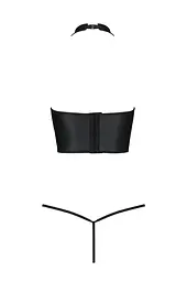 Комплект білизни з відкритими грудьми Passion GENEVIA Set WITH OPEN BRA L/XL black корсет стрінги - мініатюра 4