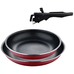 Набір сковорідок Bergner Click & cook зі знімною ручкою червоний 22/26 см (BG-31605-RD)