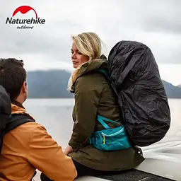 Водостійкий чохол на рюкзак Naturehike кавер 55-75л (Чорний) - мініатюра 7