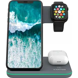 Зарядний пристрій Canyon WS-303 3 в 1 QI Dark Grey (CNS-WCS303DG) - мініатюра 5