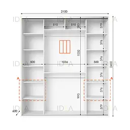 Шафа-купе Idea серія 3 210 x 60 x 240 см Білий - мініатюра 2