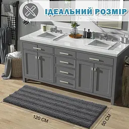 Розкішний шеніловий килимок для ванної кімнати Aquarius 50х120 см Графіт - Ультрам'який, поглинаючий - мініатюра 2