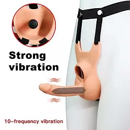 Фаллоімітатор на ремені для подвійного проникнення Lovetoy Vibrating Unisex 10 режимів - мініатюра 7