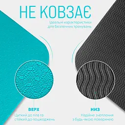 Килимок для йоги та фітнесу EasyFit TPE+TC 6 мм двошаровий + Чохол м'ятний-чорний - мініатюра 3