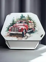 Новорічна коробка Подарункова коробка квадратна (ХДФ) 19x19x10 см. №2