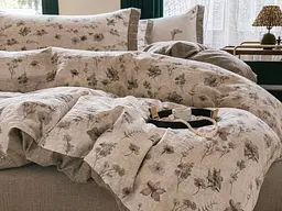 Постельное белье двоспальное с текстурой льна и с простыню на резинке Colorful Home Print 2 22310 180х220 см