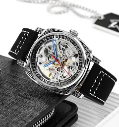 Механічні Наручний годинник скелетон з автопідзаводом Skmei 9271 Black, 9271BK (18388) - мініатюра 3
