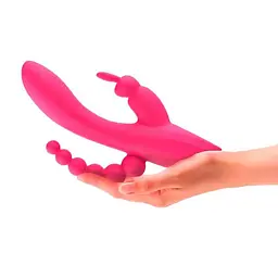 Секс-іграшка вібратор-кролик 3в1 Super Rabbit для потрійної стимуляції (точка G, клітор, анус), 12 режимів - мініатюра 5