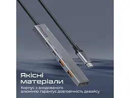 Мультипортовий адаптер Promate USB-C Hub LiteHub Pro Grey (litehub-pro) - мініатюра 3