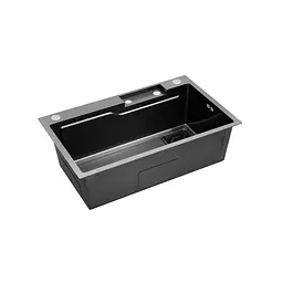 Кухонна мийка Kroner KRP Schwarze - SET7546HM PVD (3.0/0.7 мм) CV032277, Чорний - мініатюра 4