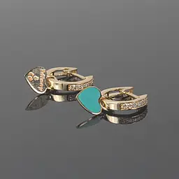 Дитячі сережки Tiffany з жовтого золота з емаллю і фіанітами S-0016
