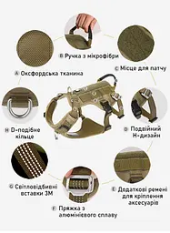 Шлея для собак Truelove TLH7011 зі світловідбивними елементами, водонепроникна XL, Чорний - мініатюра 4