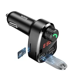 Автомобільний зарядний пристрій Hoco DE24 2 USB з FM-модулятором чорний - мініатюра 4