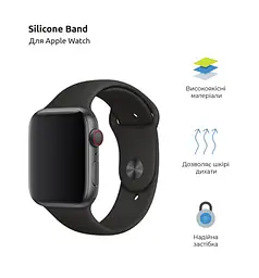 Силіконовий ремінець на смарт-годинник для Apple Watch 42,44,45,46,49 mm, Sport Band (3 Straps), black, зі зручною застібкою, для годинника епл вотч, спортивний, ArmorStandart (ARM49097) - мініатюра 2