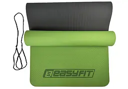 Килимок для йоги та фітнесу EasyFit TPE+TC 6мм двошаровий зелений-чорний (EF-1924-GNBK) - мініатюра 12