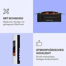 Камін електричний Klarstein Lausanne Lamington 2000W (10038006) - мініатюра 2