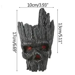 Горщик для квітів та канцелярії Грут Groot G10 Чорний череп + підставка пень - мініатюра 8