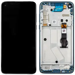 Дисплей Motorola XT2041 Moto G8 Power чорний, оригінал PRC, з рамкою блакитного кольору, Capri Blue