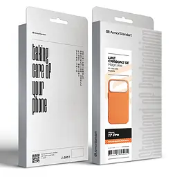 Карбоновый чехол для Apple iPhone 17 Pro, LikeCarbon2 SE MagCase, оранжевый, тонкий защитный чехол-панель из поликарбоната с магнитами N52, MagSafe, противоударный, совместим с беспроводной зарядкой, приподнятые края для защиты камеры - мініатюра 8