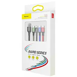 Кабель Baseus Fast 4-in-1 Cable For iP + Type-C ( 2 ) + Micro 3.5A 1.2m Black - мініатюра 2