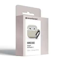 Силіконовий чохол для навушників Apple AirPods 4, Hang Case, бежевий, ультратонкий захисний кейс товщиною 2 мм, захист від подряпин, пилу та ударів, компактний, з карабіном для кріплення, ArmorStandart (ARM81279) - мініатюра 8