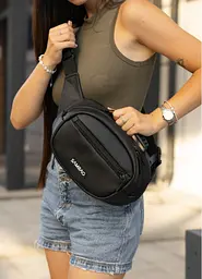 Сумка через плече жіноча бананка Sambag Flex чорна 30 × 17 × 10 см (85351001) - мініатюра 2