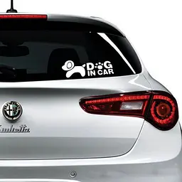 Наклейка в автомобілі Dog in car DS512248 19 х 7 см Білий - мініатюра 2