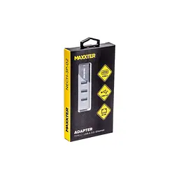 Концентратор Maxxter Type-C to Gigabit Ethernet, 3 Ports USB 3.0 (NECH-3P-02) - мініатюра 3