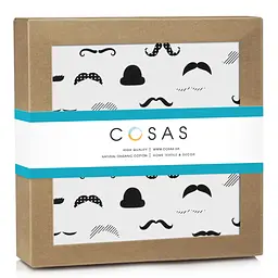Пелюшка багаторазова Cosas непромокаюча Mustache 100x120 см, біла