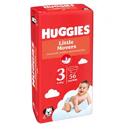 Підгузки Huggies Little Movers 3 (4-9 кг) Jumbo 56 шт (5029053567570) - мініатюра 3