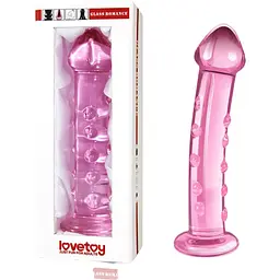 Скляний фалоімітатор LoveToy Glass Romance 19 см рожевий