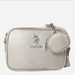 Крос-боді сумка U.S. POLO ASSN. VELVET CROSSBODY BAG WITH POUCH Toupe C SLVR