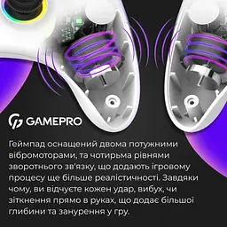 Геймпад GPX13W, White, бездротовий (Bluetooth / USB 2.4GHz / Type-C) для ПК / Switch / Android GamePro teh0028541 - мініатюра 8