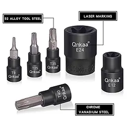 Набір торцевих головок Torx Female E-Torx, 24 шт. | 10 шт. торцевих головок Star (T8-T40) і 14 шт. торцевих головок E-Torx Female - мініатюра 2