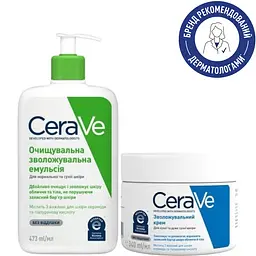 Набір дерматологічних засобів CeraVe: Очищувальна зволожувальна емульсія для нормальної та сухої шкіри обличчя та тіла, 473 мл + Зволожувальний крем для сухої та дуже сухої шкіри обличчя та тіла, 340 мл - мініатюра 2