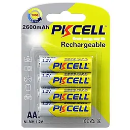 Акумулятор PKCELL 1.2V AA 2600mAh NiMH Rechargeable Battery, 4 штуки у блістері ціна за блістер, Q12