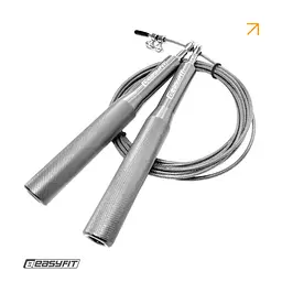 Швидкісна скакалка EasyFit Aluminium зі сталевим тросом та алюмінієвими ручками сіра