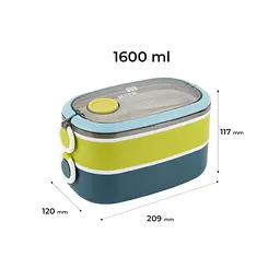 Ланч-бокс Kite подвійний з наповненням 1600 мл, синій (K25-1181-2) - мініатюра 2