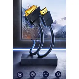 Кабель мультимедійний HDMI M to DVI M 2.0m HD106 black Ugreen (10135) - мініатюра 4