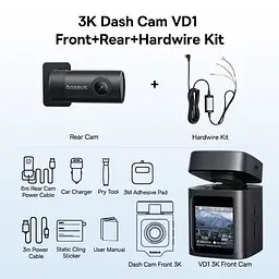 Відеореєстратор Baseus PrimeTrip VD1 Dash Cam 3K + 1080p Cosmic C01159003K + кабель + камера - мініатюра 9