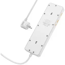 Подовжувач мережі Hoco AC13A на 5 розеток 3USB/1Type-C 10A 250V 1.5 м 2500W білий - мініатюра 3