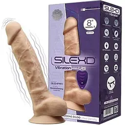 Фалоімітатор з вібрацією SilexD Vetus Vibro Flesh (MODEL 1 size 8in) + LRS, двошаровий, діаметр 4,