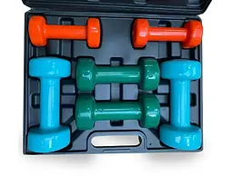 Набір гантелей в кейсі 12 кг. PowerPlay 4118 Fitness Dumbells (2 шт*1 кг, 2 шт*2 кг, 2 шт*3 кг) (PP_4118_12kg) - мініатюра 3