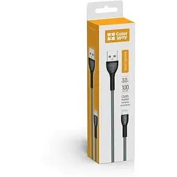 Кабель ColorWay USB - Apple Lightning Braided Cloth 3А 1м Grey - мініатюра 4