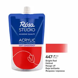 Фарба акрилова Яскраво-червона (447) 200 мл ROSA Studio (4823098539582)