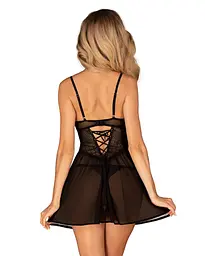 Пеньюар та трусики Obsessive Chemeris babydoll & thong M/L - мініатюра 2