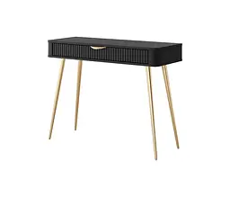 Стіл туалетний Perfect Home Ланте / Lante 1S/100 з 1 шухлядою і золотими ніжками Чорний (PFH-091196) - мініатюра 5