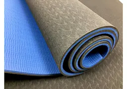Килимок для йоги та фітнесу EasyFit TPE+TC 6 мм двошаровий чорний-синій (EF-1924-B/Bl) - мініатюра 3