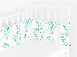Бортики в дитяче ліжечко 30x120 MINT LEAVES, білий (WeltBed_FoliageMint_White_30x120) - мініатюра 2